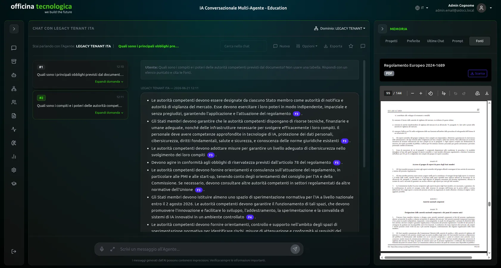 AIDOCS interface displaying response, source citations, and original document preview on the same screen